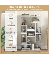 Gouun 47-Inch Tall Bookshelf for Home Office Living Room