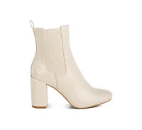 London Rag Babbel Faux Leather Block Heel Ankle Boots