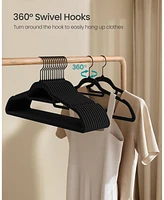 Slickblue Non-Slip Velvet Hangers with Swivel Hooks, Pack of 50 for Coats, Shirts, and Trousers