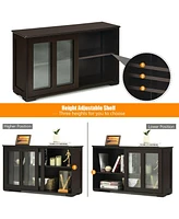 Gouun Sideboard Buffet Cupboard Storage Cabinet with Sliding Door