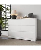 Sugift 6 Drawer White Dresser for Bedroom, Modern Chest of Drawer Wood Storage Cabinet for Entryway Living Room