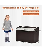 Gouun Kids Toy Wooden Flip-top Storage Box Chest Bench with Cushion Hinge