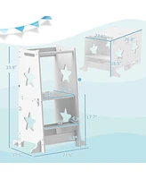Qaba 2 1 Toddler Tower, Step Stool with Safety Rail