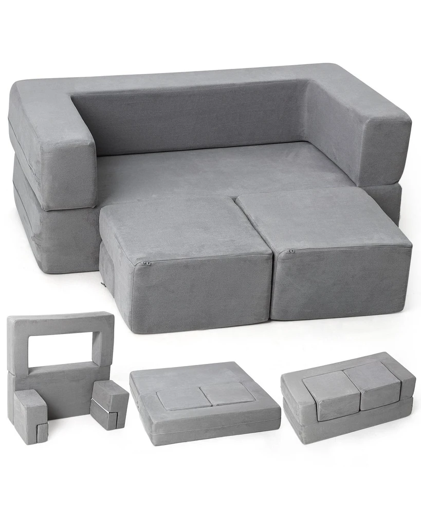 gaomon Kids Couch Toddler Play Couch for Bedroom Playroom, 3 in 1 Sectional Sofa for Kids' Play and Rest, Modular Mini Couch for Kids