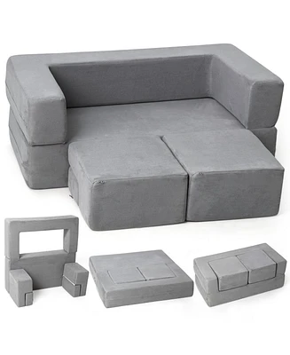 gaomon Kids Couch Toddler Play Couch for Bedroom Playroom, 3 in 1 Sectional Sofa for Kids' Play and Rest, Modular Mini Couch for Kids