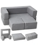 gaomon Kids Couch Toddler Play Couch for Bedroom Playroom, 3 in 1 Sectional Sofa for Kids' Play and Rest, Modular Mini Couch for Kids