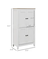 Homcom Bathroom Floor Cabinet with Adjustable Shelves and Doors,