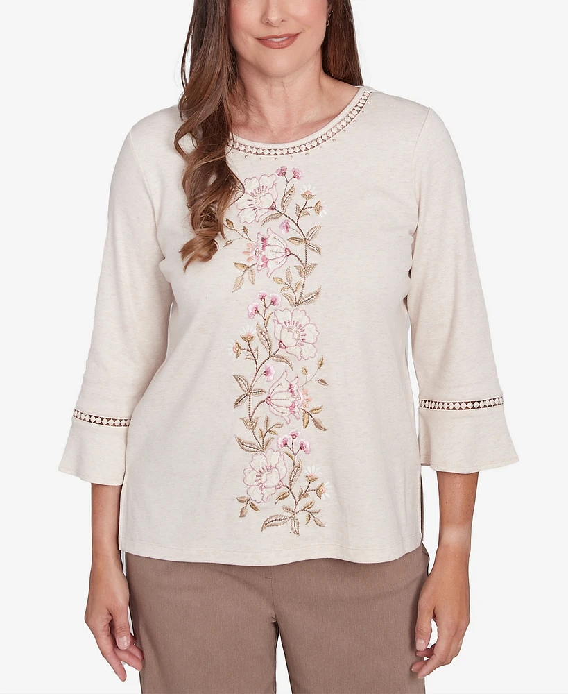 Alfred Dunner Women's Telluride Center Embroidered Floral Top