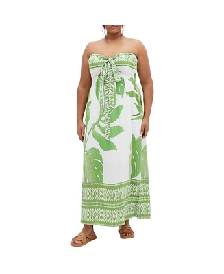 City Chic Plus Peta Border Maxi Dress