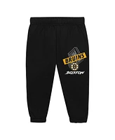 Mitchell & Ness Toddler Boston Bruins Two-Piece Oversized Block Buster Fleece Sweatshirt Pants Set