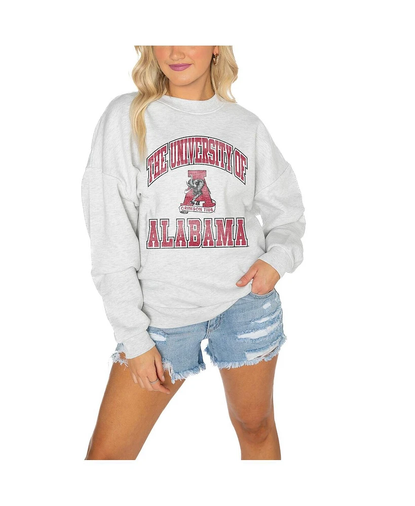 Gameday Couture Women's Gray Alabama Crimson Tide Drop Shoulder Fleece Pullover Sweatshirt