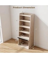 Gouun 6-Tier Bookcase Freestanding Ladder Bookshelf with 2 Adjustable Shelves and Flip Up Door