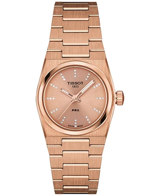 Tissot Women's Swiss Prx Diamond (1/20 ct. t.w.) Rose Gold-Tone Stainless Steel Bracelet Watch 25mm