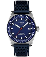 Tissot Men's Swiss Automatic PR516 Powermatic 80 Blue Perforated Leather Strap Watch 38mm