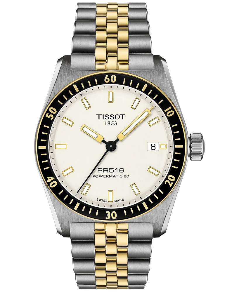 Tissot Men's Swiss Automatic PR516 Powermatic 80 Two-Tone Stainless Steel Bracelet Watch 38mm