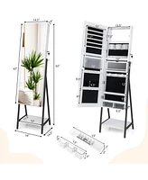 Gouun Freestanding Jewelry Cabinet with Full-Length Mirror