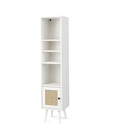 Gouun 4 Tiers Rattan Storage Cabinet with Slim Design