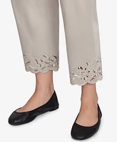 Alfred Dunner Plus Coming Up Roses Floral Cut Out Ankle Pants