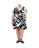 City Chic Plus Frill Mini Print Dress