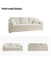 Hulala Home Zacharias Modern 85" Slipcovered Sofa with Square Flange Arm