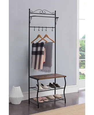 Kings Brand Furniture Entryway Shoe Bench, Coat Rack, Hall Tree Storage Organizer with Hooks