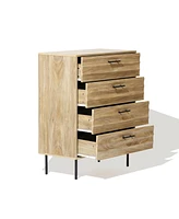 LuxenHome Mid-Century Modern Wave 4-Drawer 31.5-Inch Wide Accent Chest