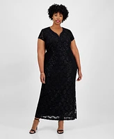 Connected Plus Sequined Lace Gown