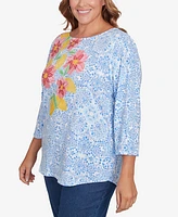 Ruby Rd. Plus Medallion Bold Floral Top