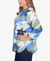 Ruby Rd. Plus Diagonal Striped Floral Top