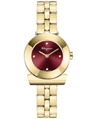 Ferragamo Women's Swiss Gancino Gold Ion Plated Bracelet Watch 27mm