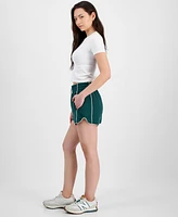 Hippie Rose Juniors' Contrast-Piped Pull-On Sweatshorts