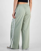 Hippie Rose Juniors' Side-Stripe Wide-Leg Track Pants