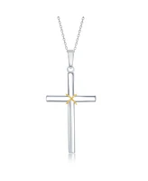 Simona Sterling Silver, Rope Design Solid Cross Neckalce