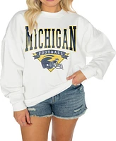 Gameday Couture Women's White Michigan Wolverines Good Vibes Premium Fleece Drop Shoulder Pullover Sweatshirt