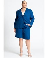 Eloquii Plus Oversized Strong Shoulder Linen Blazer