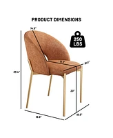 Pu Dining Side Chair with Metal Legs (Set of 2)