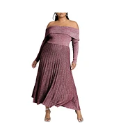 Eloquii Plus Lurex Off Shoulder Dress