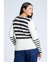 Eloquii Plus Abstract Striped Sweater