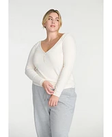 Eloquii Plus Elements Soft Brushed Henley Long Sleeve