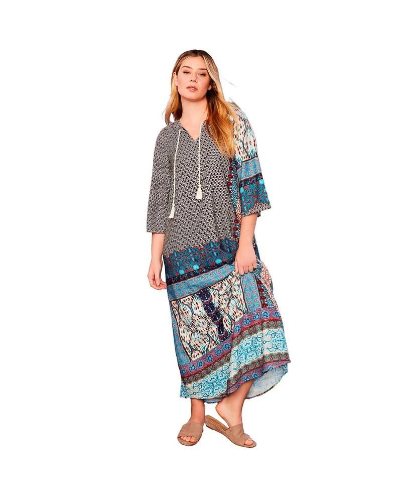 June + Vie Women's Boho Maxi Dress
