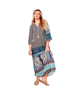 June + Vie Women's Boho Maxi Dress