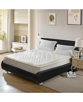 Gouun Full Size Faux Leather Upholstered Platform Bed Adjustable Headboard