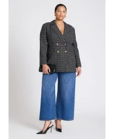 Eloquii Plus Plaid Tweed Blazer