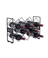 Kings Brand Furniture Countertop Tabletop Wine Rack, Wine Bottle Storage Holder Stand for Home Kitchen & Bar - Pewter - No Assembly Required