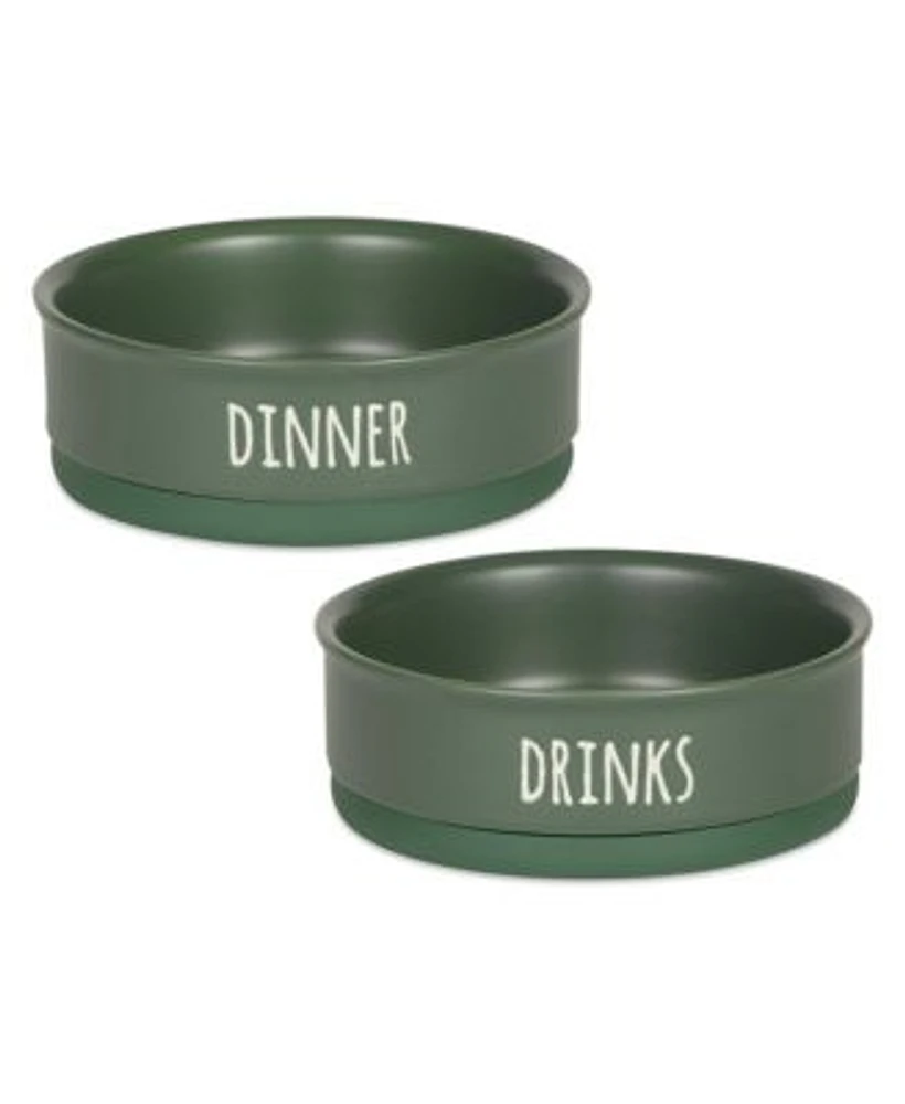 Bone Dry Dinner Drinks Dessert Pet Bowl Set 2