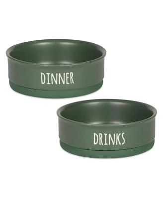 Bone Dry Dinner Drinks Dessert Pet Bowl Set 2
