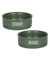 Bone Dry Dinner Drinks Dessert Pet Bowl Set 2