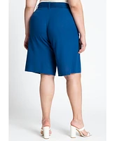 Eloquii Plus Size Belted Linen Bermuda Short