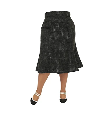 Unique Vintage Plus Tweed Tina Trumpet Skirt