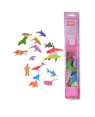 Wild Republic Nature Tube Bright Aquatic Figurines, 16 Pieces